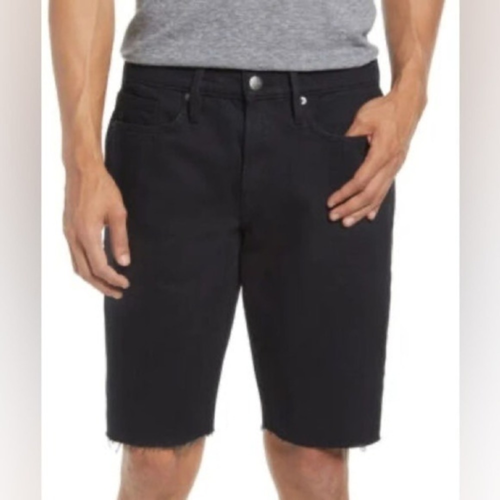 Frame Men’s L'Homme‎ Cut Off Raw Hem Denim Shorts in Blackbell Size 40 New